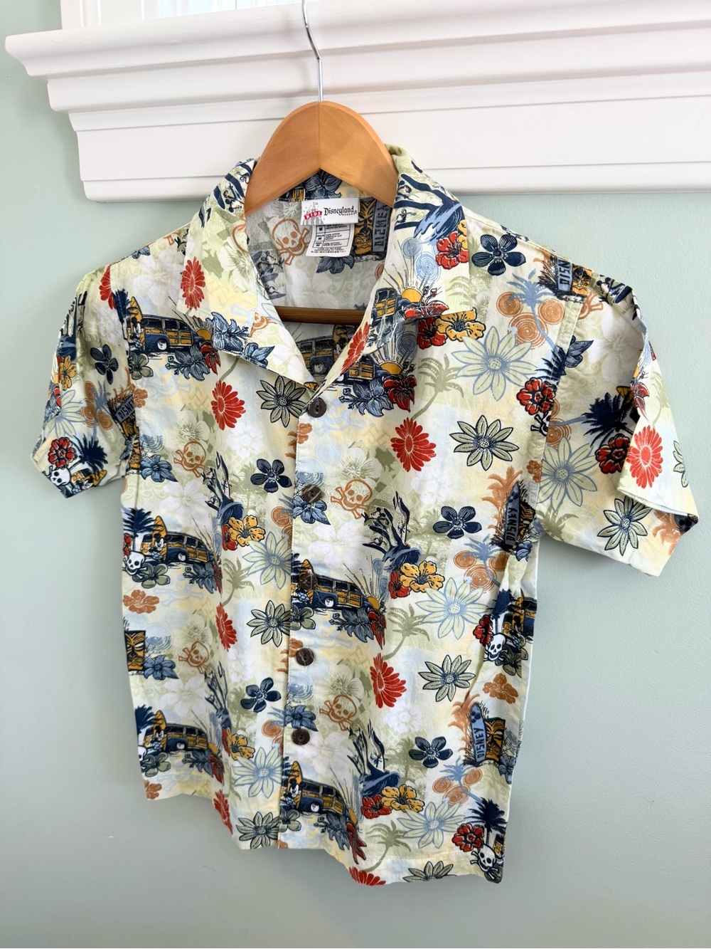 Disneyland resort Hawaiian Shirt with Surfing Mickey Goofy skull Floral Print